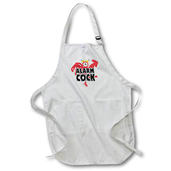 Apron - Image of Words Alarm Cock With Rooster and Clock Picture – Animals