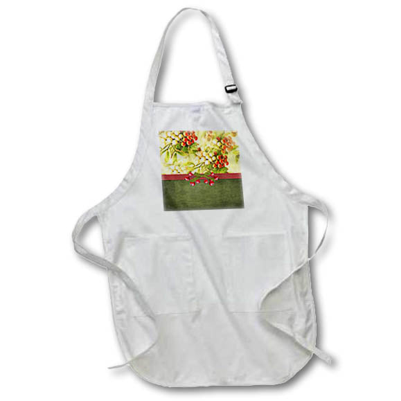 Apron - Image of Mistletoe Print with Bow and Berries Christmas Design