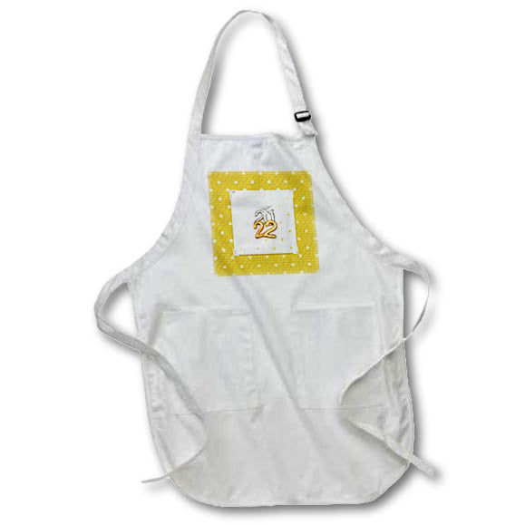 Apron - Image of 2022 Balloon Numbers, Cap and Diploma, Star Design, Gold Graduation Design
