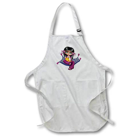 Apron - Cute Arabian Nights Girl On A Flying Carpet Illustration Cute Illustrations