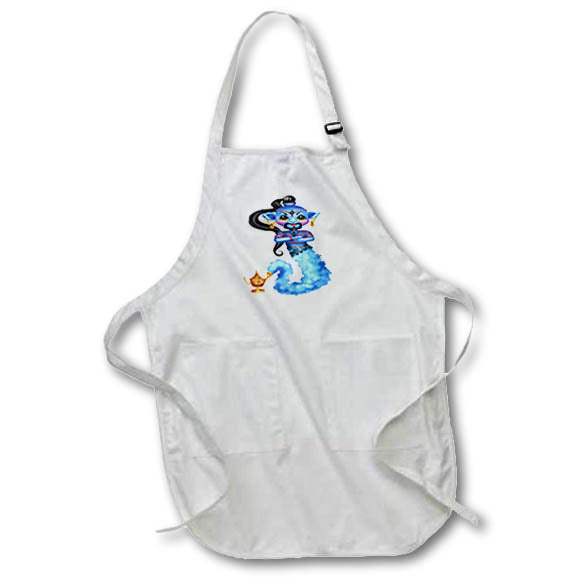 Apron - Cute Blue Genie and His Bottle Illustration Cute Illustrations