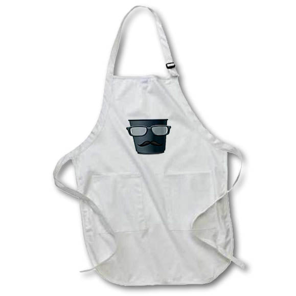 Apron - Charcoal Black Hipster Coffee Cup With Glasses and Mustache Cute Illustrations