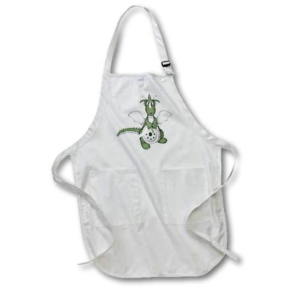 Apron - Cute Green and White Knight Dragon Illustration Cute Illustrations