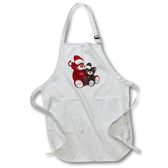 Apron - Cute Red and Brown Dad and Son Bears With Gift Illustration Cute Illustrations
