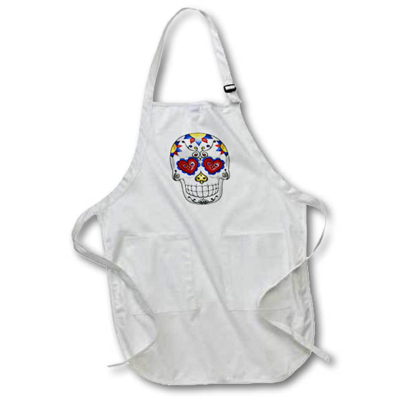 Apron - Red, Yellow, Blue and White Sugar Skull Illustration Cute Illustrations