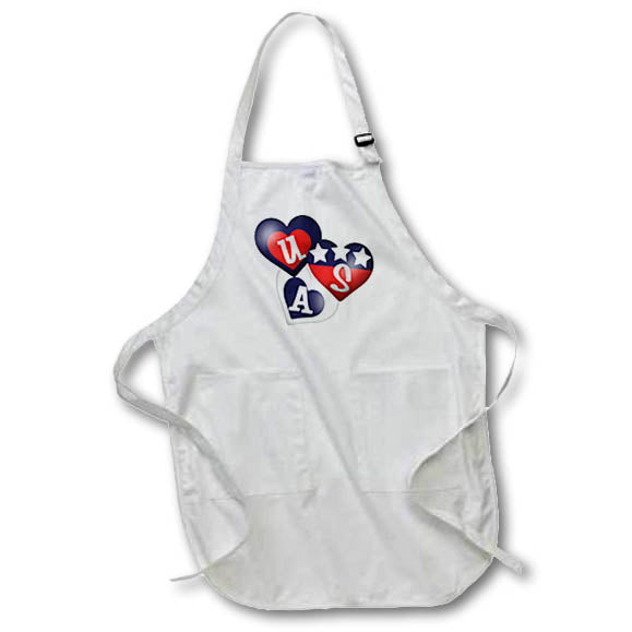 Apron - Cute Red, White, and Blue USA Hearts and Stars Illustration Cute Illustrations