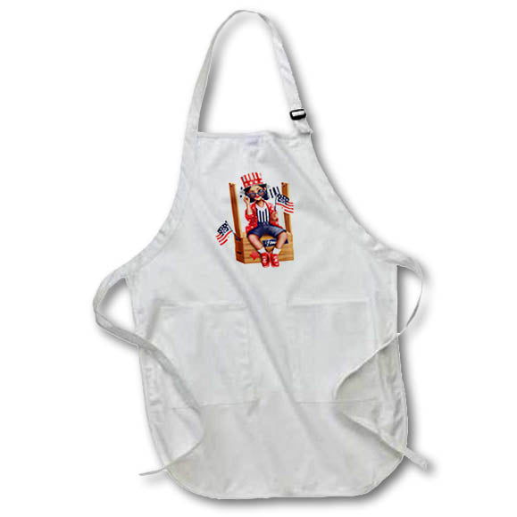 Apron - Cute Red, White and Blue Patriotic Girl Illustration Cute Illustrations