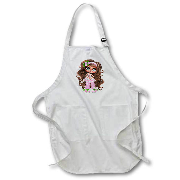 Apron - Cute Brunette Pajama Girl Illustration Cute Illustrations