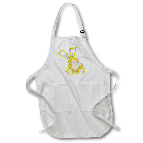 Apron - Cute Yellow and White Bunny With Polka Dot Easter Egg Illustration Cute Illustrations