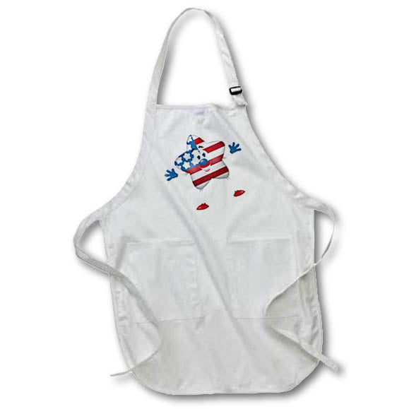 Apron - Cute Happy Face Red, White, Blue Stars and Stripes Star Illustration Cute Illustrations