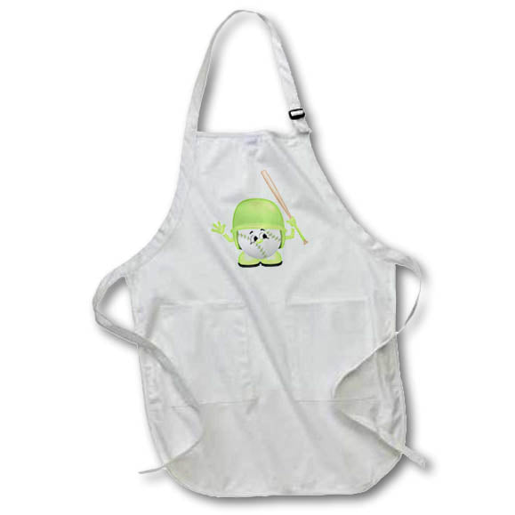 Apron - Cute Mint Green and White Baseball With Bat Illustration Cute Illustrations