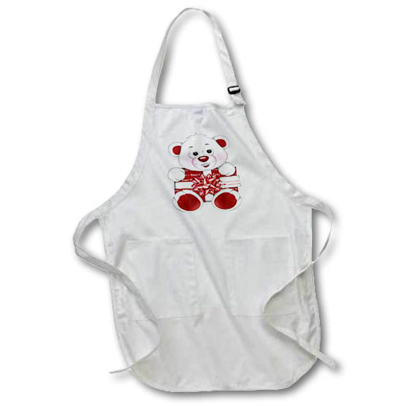 Apron - Cute Red and White Happy Birthday Bear Illustration Cute Illustrations