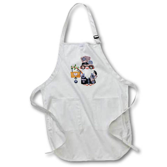 Apron - Cute Purple, Black, and Pink Gnome With Glasses Illustration Cute Illustrations