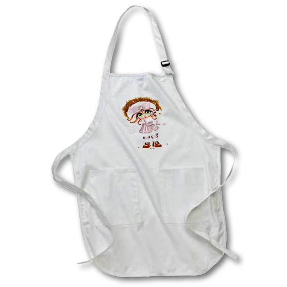Apron - Pretty Light Pink Red Haired Image Of Sparkle Fairy Girl Cute Illustrations