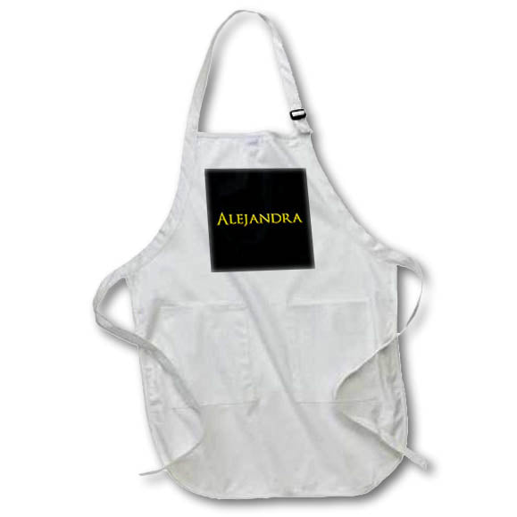 Apron - Alejandra cool girl baby name in the USA. Yellow on black charm gift Alexis Design - Popular Female Names in USA