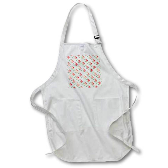 Apron - Christmas floral pattern of red berries, green leaves on white Alexis Design - Pattern Christmas New Year