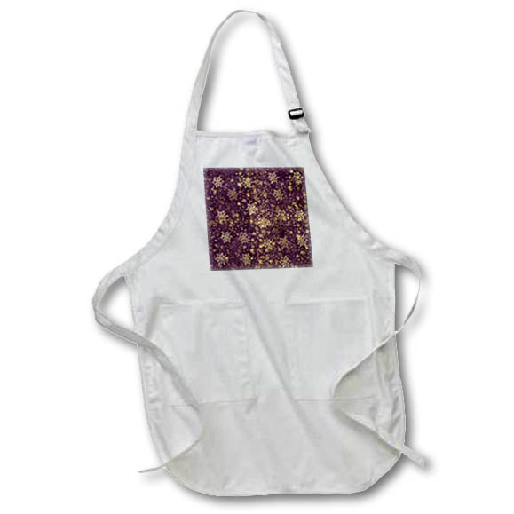 Apron - Christmas pattern of yellow snowflakes, snow. Dark purple background Alexis Design - Pattern Christmas New Year