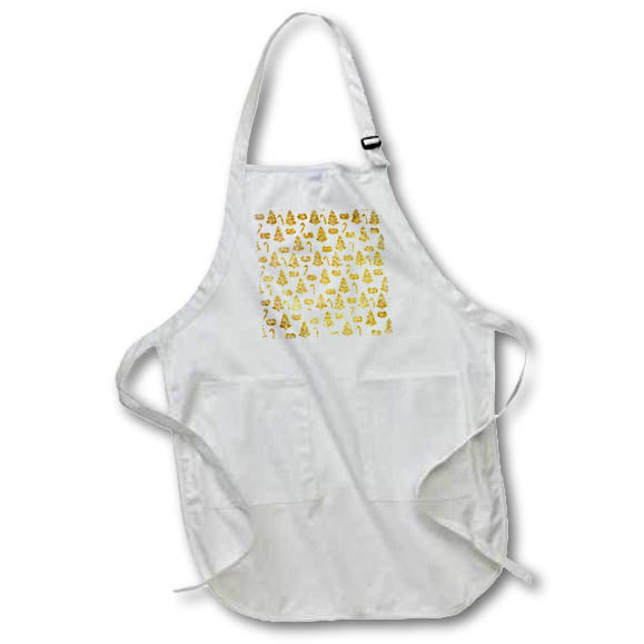 Apron - Christmas pattern of golden yellow candies, spruce trees, gift boxes Alexis Design - Holidays Christmas Gold-Yellow