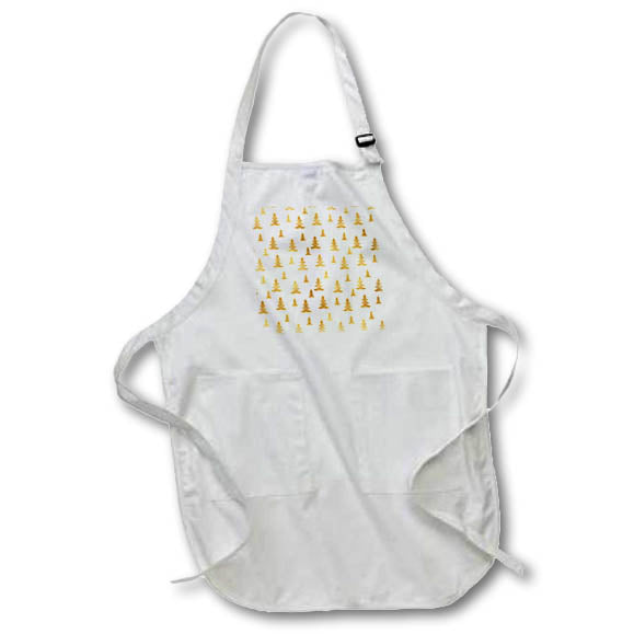 Apron - Christmas pattern of golden yellow spruce trees in a winter forest Alexis Design - Holidays Christmas Gold-Yellow