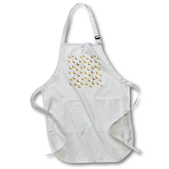 Apron - Christmas pattern of golden yellow deers and snow on white Alexis Design - Holidays Christmas Gold-Yellow