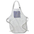 Apron - Pattern of glittering yellow spruce trees, vertical blue, white lines Alexis Design - Pattern Geometrical
