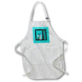 Apron - Image of 2022 Linked, Stack of Book, Cap, Diploma on Top, Stars, Aqua Graduation Design