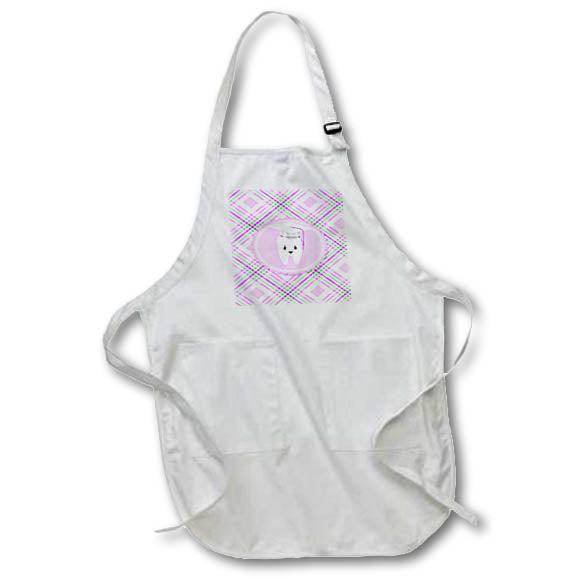 Apron - Image of Tooth wearing Cap, Dental School Graduation, Pink Plaid Graduation Design