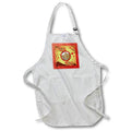 Apron - Image of Resting Tiger in Round Flowered Frame, Orange, Yellow Chinese New Year Design