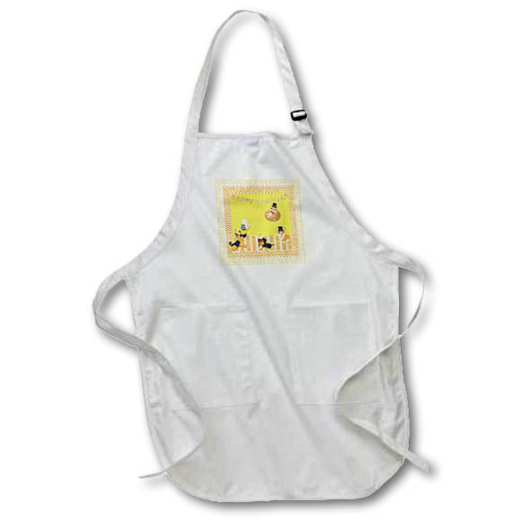 Apron - Image of New Year Party, Dogs, Glasses, Ball, and Hats, Yellow, Gold New Years Design