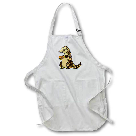 Apron - Cute Funny Unique Pangolin eating Pizza Cartoon Animals