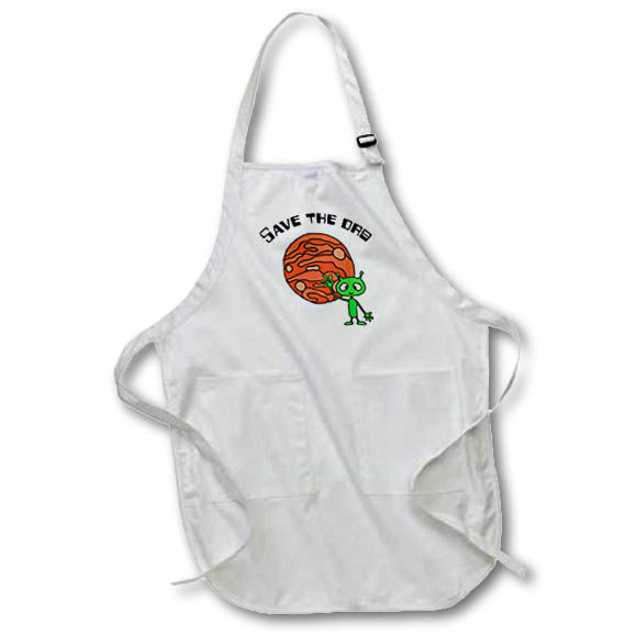 Apron - Cute Funny Green Martian Alien save the Orb save the planet Pun Funny