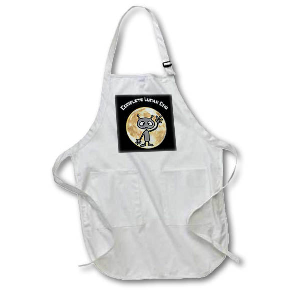 Apron - Cute Funny Green Martian Alien Complete Lunar Orb Full Moon Pun Funny