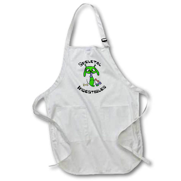Apron - Funny Green Martian Alien Dog Skeletal Ingestibles eating Bones Pun Funny