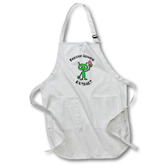 Apron - Funny Green Martian Alien Frozen Bovine Extract eating Ice Cream Pun Funny