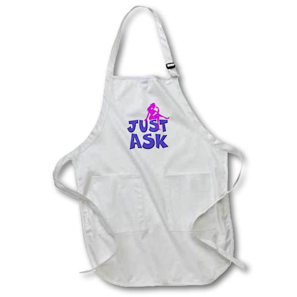 Apron - Image of Words Just Ask With Seated Woman – Sass