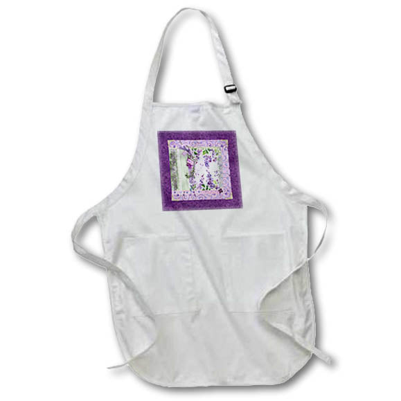 Apron - Image of Collage of Flowers, Lace, Ribbon and Corners, Lavender, Plum Flora Design