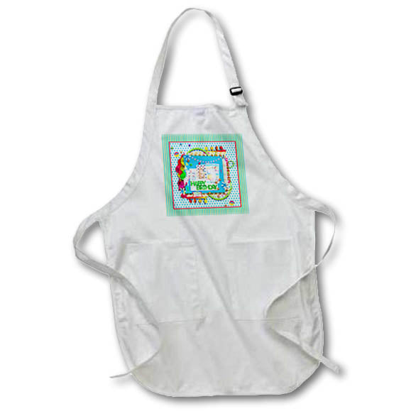Apron - Image of Rhino, Zebra, Bear Party,1st Birthday, Cake, Stars, Colorful Birthday Design