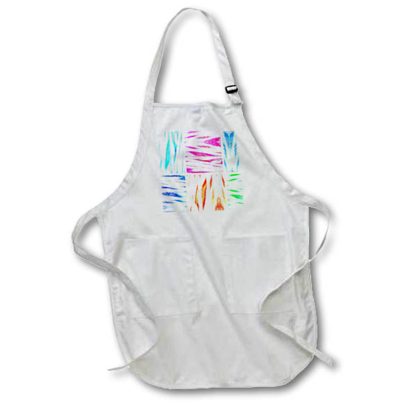 Apron - Iomage Of Six Painted Boxes In Shades Of Aqua Orange Blue Fuschia lens Art by Florene - Abstract Geometric