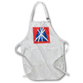 Apron - Image of Abstract Painting Of Blue Triangle White Lines On Red lens Art by Florene - Abstract Geometric