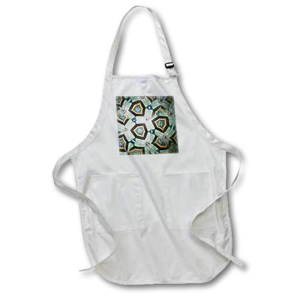 Apron - Image of Shades Of Blue With Black In this Mandala Design lens Art by Florene - Mandala Designs