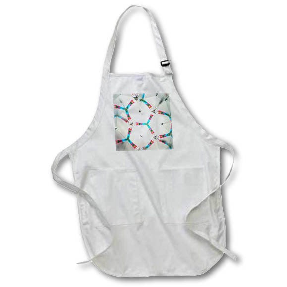 Apron - Image of White Circles With Aqua And Red Rims Mandala Pattern lens Art by Florene - Mandala Designs