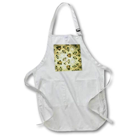 Apron - Image of Ivory And Gold Shapes In Mandala Pattern lens Art by Florene - Mandala Designs