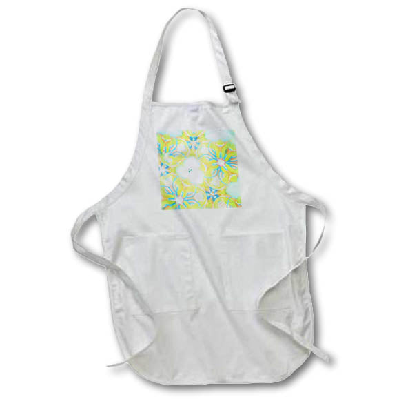 Apron - Image of Spring Like Soft Blue And Lime Floral Mandala lens Art by Florene - Mandala Designs