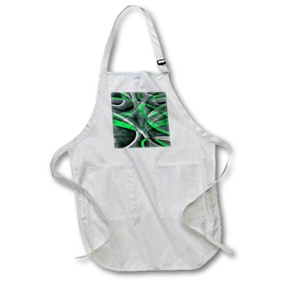 Apron - Eighties Green On Grey Abstract Strip Pattern Acrylic Painting - Abstract Strips