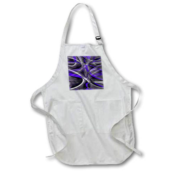 Apron - Eighties Violet Blue On Grey Abstract Strip Pattern Acrylic Painting - Abstract Strips
