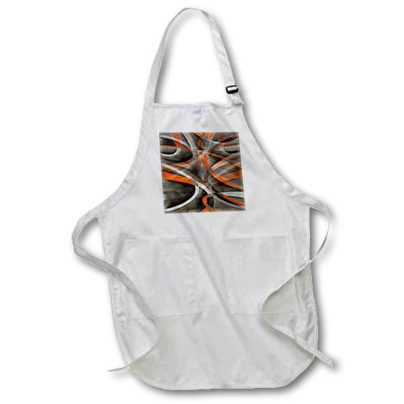 Apron - Eighties Burned Orange On Grey Abstract Strip Pattern Acrylic Painting - Abstract Strips