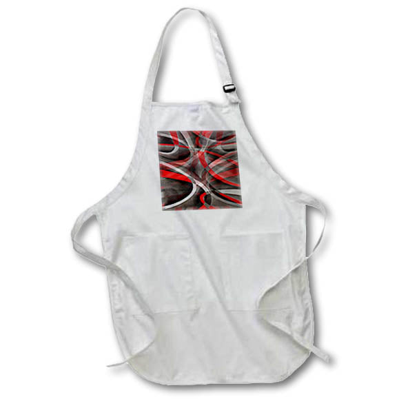 Apron - Eighties Red On Grey Abstract Strip Pattern Acrylic Painting - Abstract Strips
