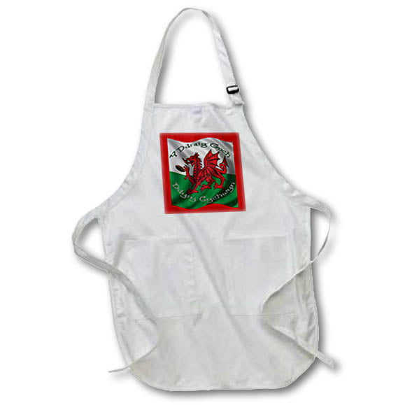 Apron - Y Ddraig Goch Ddyry Cychwyn Welsh Rugby And Flag Acrylic Painting - Rugby
