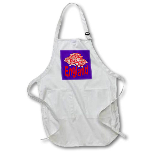 Apron - Red England Text With Abstract English Rose Vector Art - English Rose