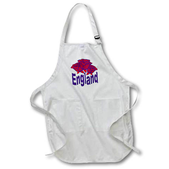 Apron - Blue England Text With Abstract English Rose Vector Art - English Rose